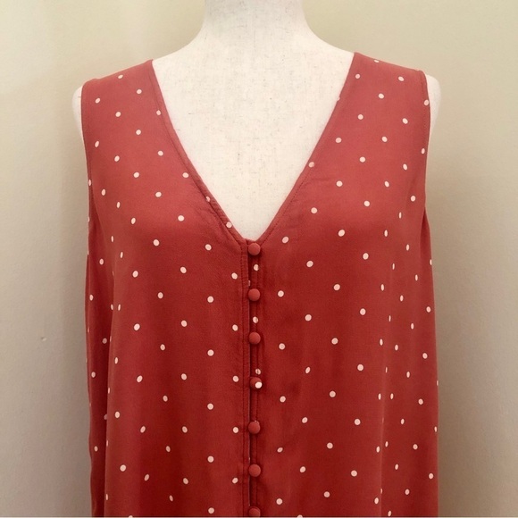 Madewell. Heather Button-Front Dress. Polka Dot Sweet Dahlia. Large - Picture 5 of 12
